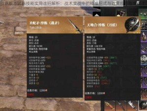 战意版本武器技能实用连招解析：战术实战中的精准招式与连贯应用指南（上）