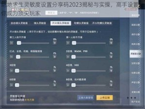 绝地求生灵敏度设置分享码2023揭秘与实操，高手设置助你成为顶尖玩家