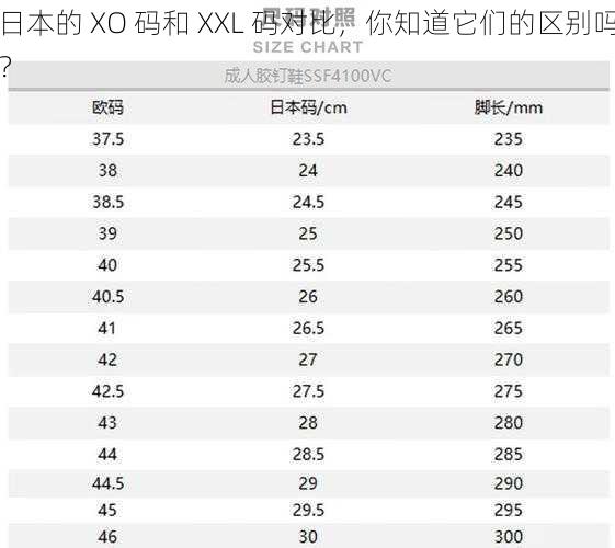 日本的 XO 码和 XXL 码对比,你知道它们的区别吗?