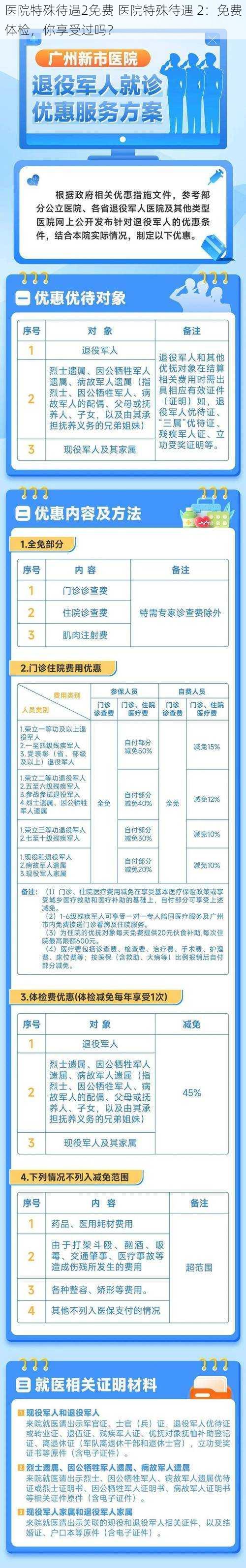 医院特殊待遇2免费 医院特殊待遇 2：免费体检，你享受过吗？