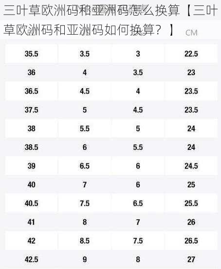 三叶草欧洲码和亚洲码怎么换算【三叶草欧洲码和亚洲码如何换算？】