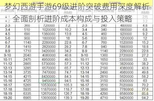 梦幻西游手游69级进阶突破费用深度解析：全面剖析进阶成本构成与投入策略