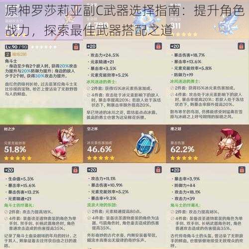 原神罗莎莉亚副C武器选择指南：提升角色战力，探索最佳武器搭配之道