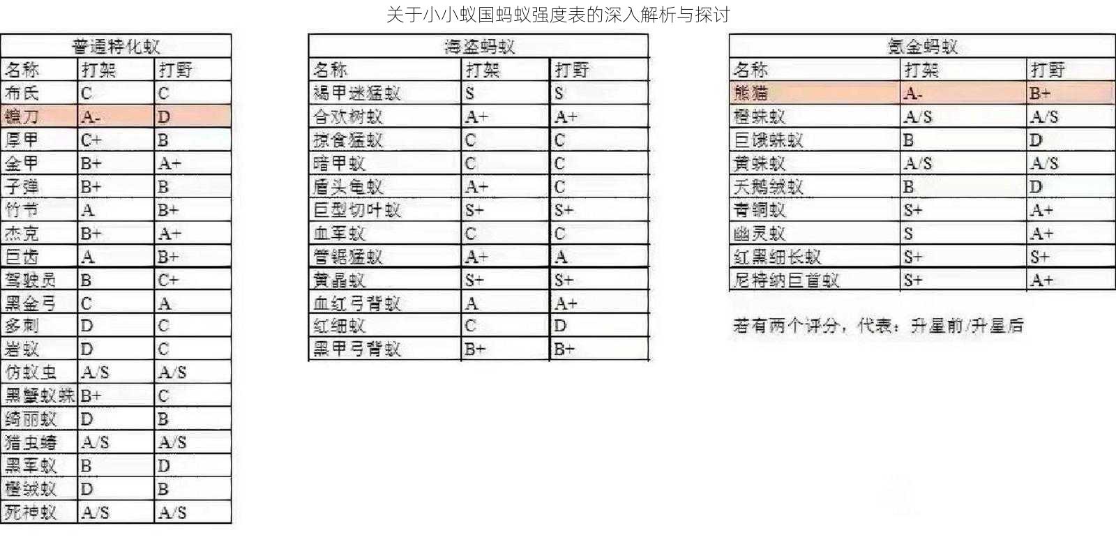 关于小小蚁国蚂蚁强度表的深入解析与探讨